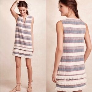 Anthropologie Holding Horses textured dress boho fringe made in India size 2 EUC